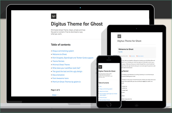 digitus free ghost theme