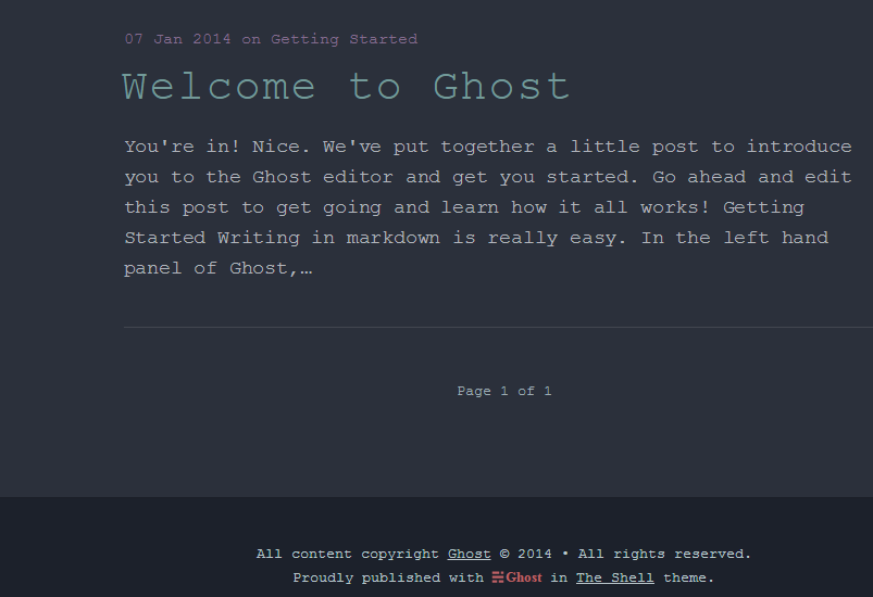 THE SHELL – SINGLE COLUMN GHOST THEME ghost theme