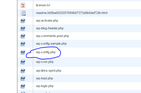 wp-config file in cpanel